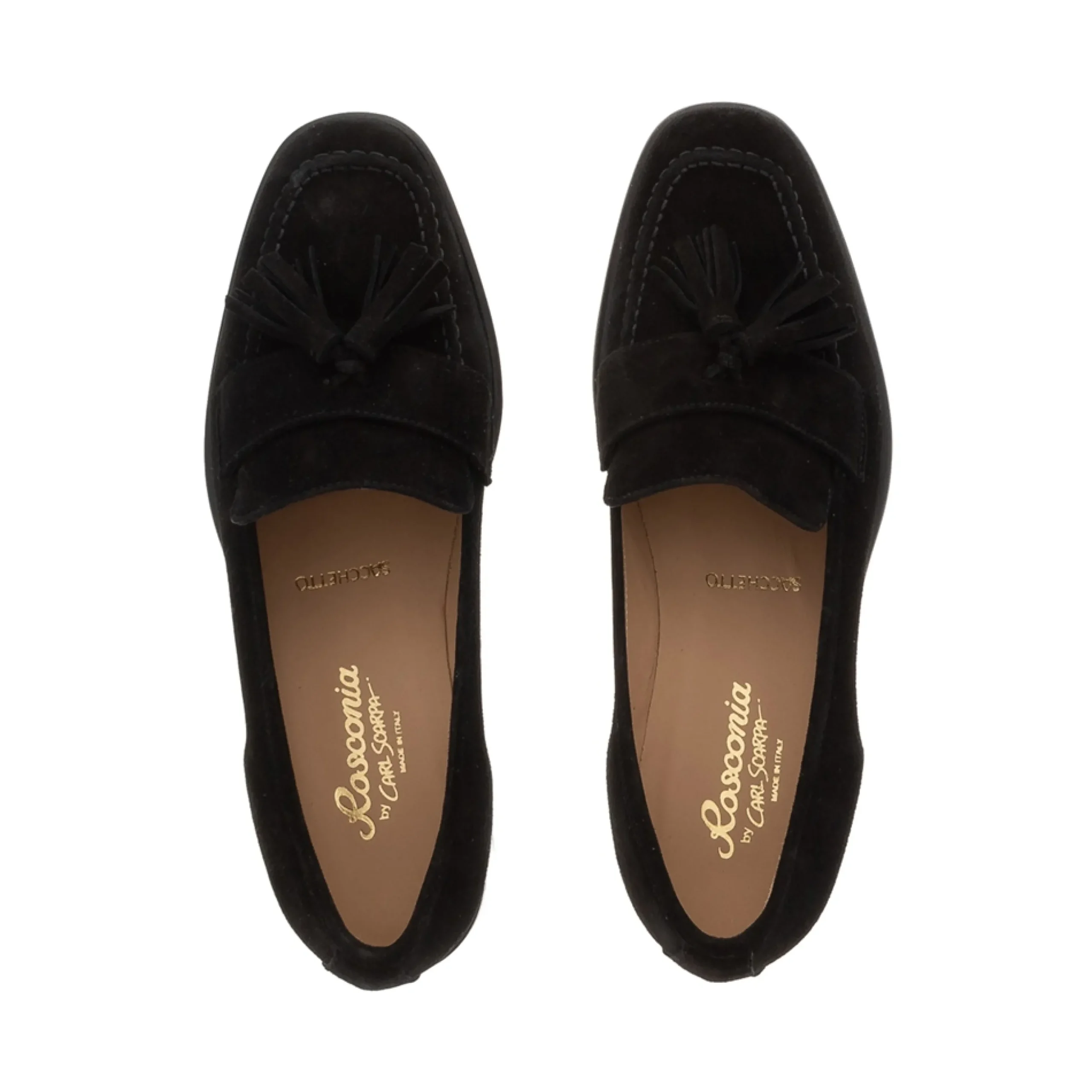 Trisola Black Suede Tassel Loafers