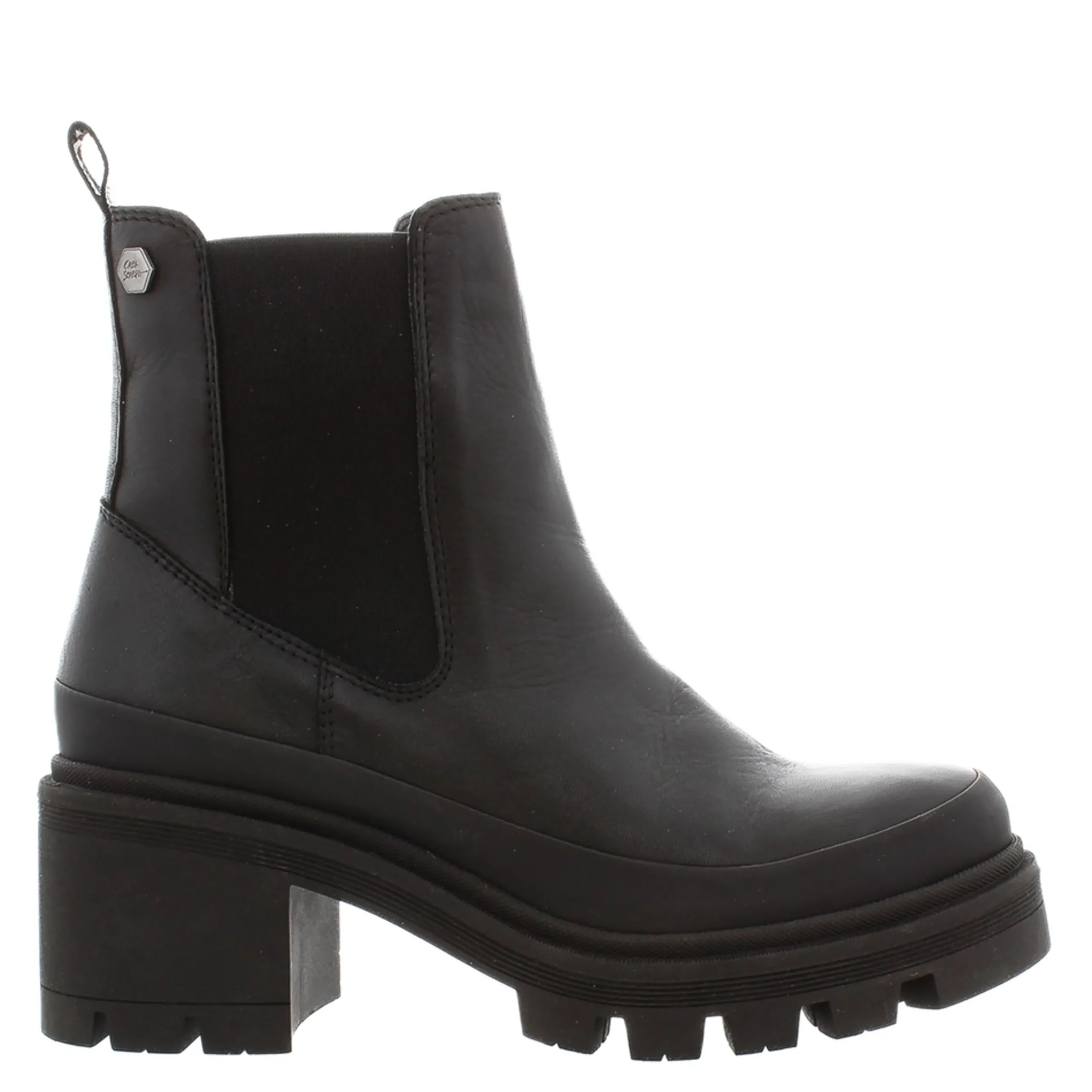 Wild Black Leather Chunky Heel Ankle Boots