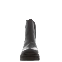 Wild Black Leather Chunky Heel Ankle Boots