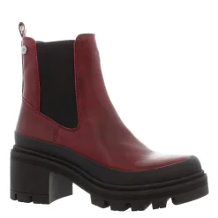 Wild Burgundy Leather Chunky Heel Ankle Boots