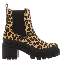 Wild Leopard Leather Chunky Heel Ankle Boots