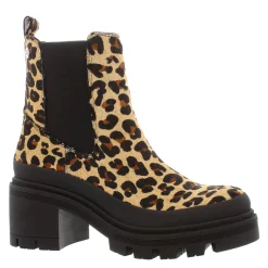 Wild Leopard Leather Chunky Heel Ankle Boots