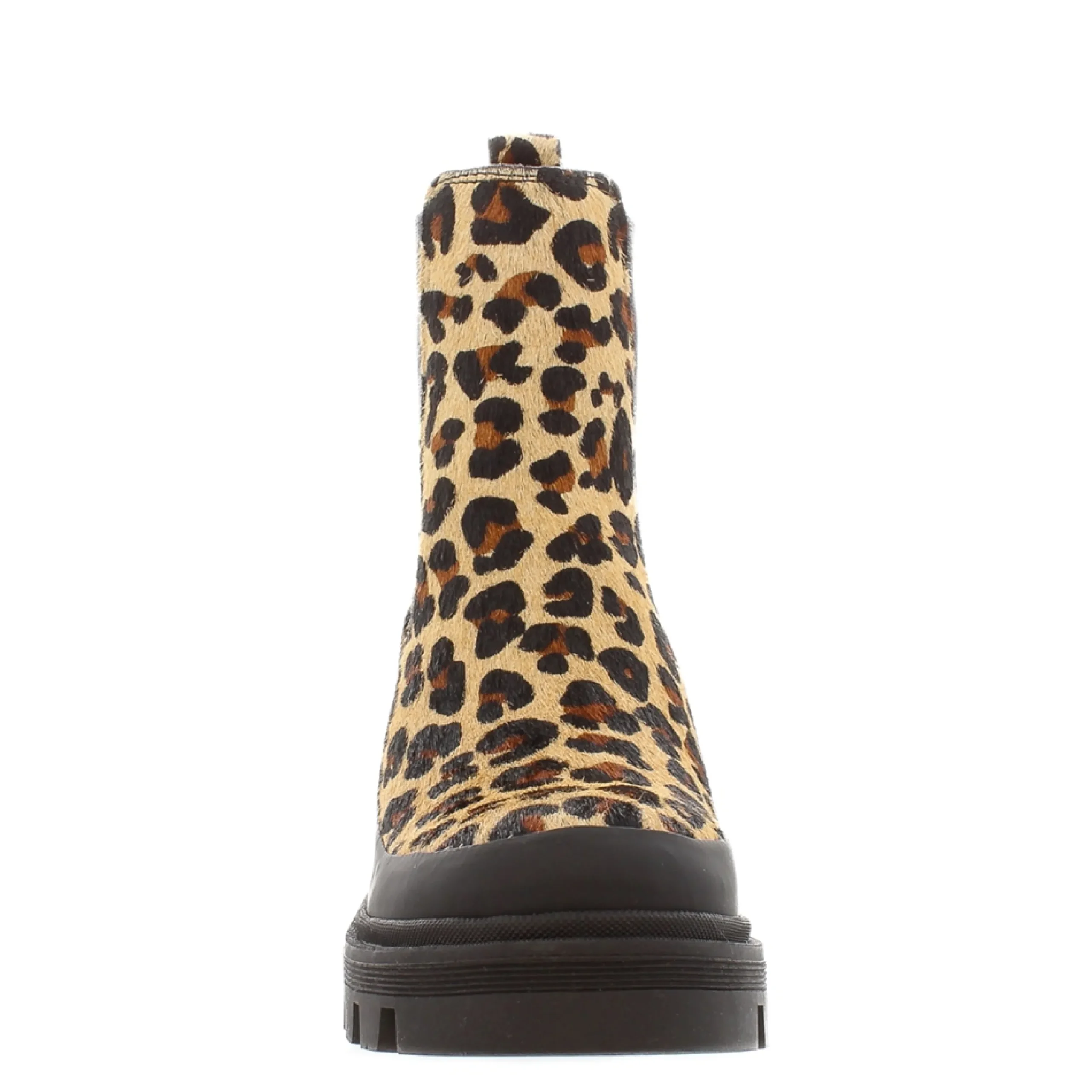 Wild Leopard Leather Chunky Heel Ankle Boots