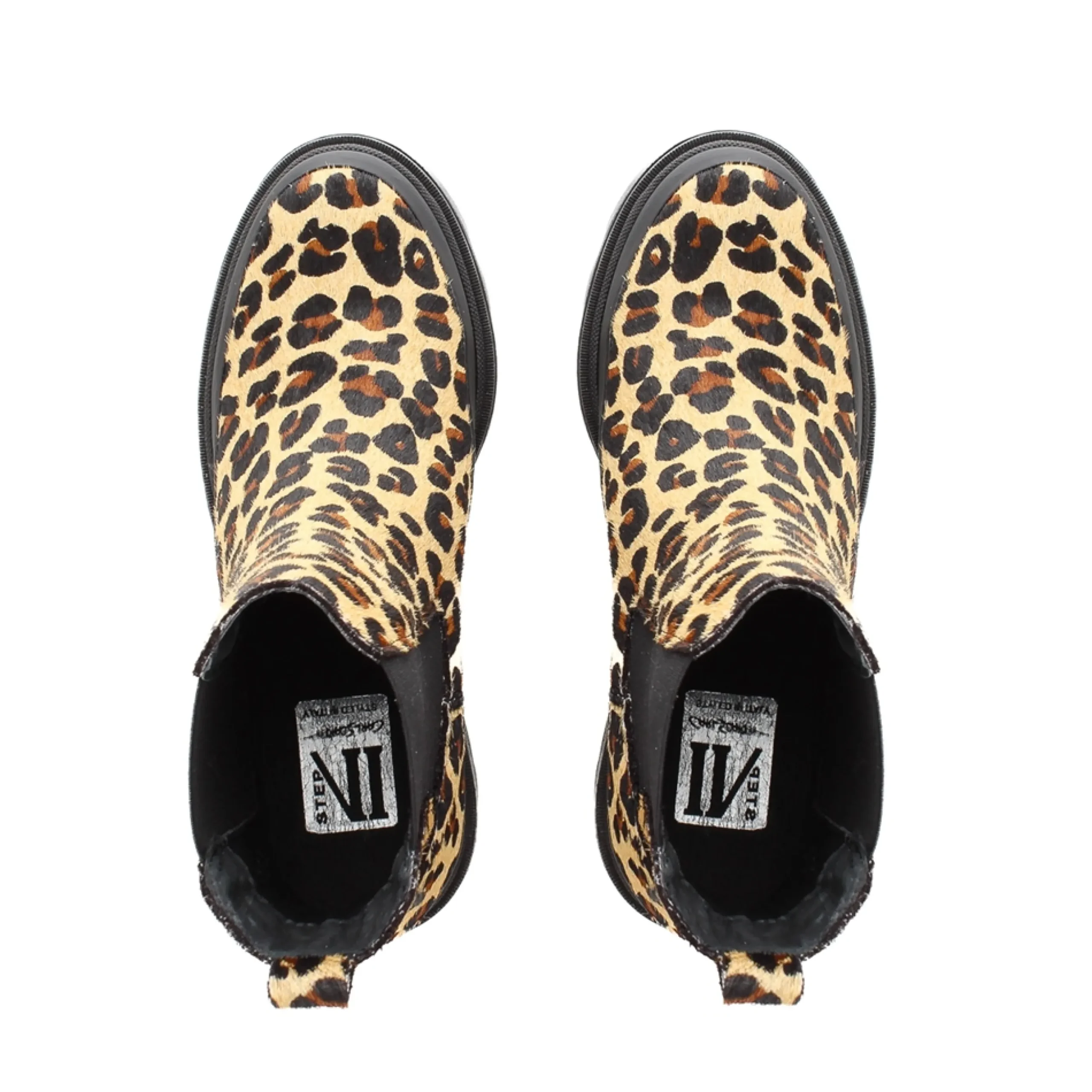 Wild Leopard Leather Chunky Heel Ankle Boots