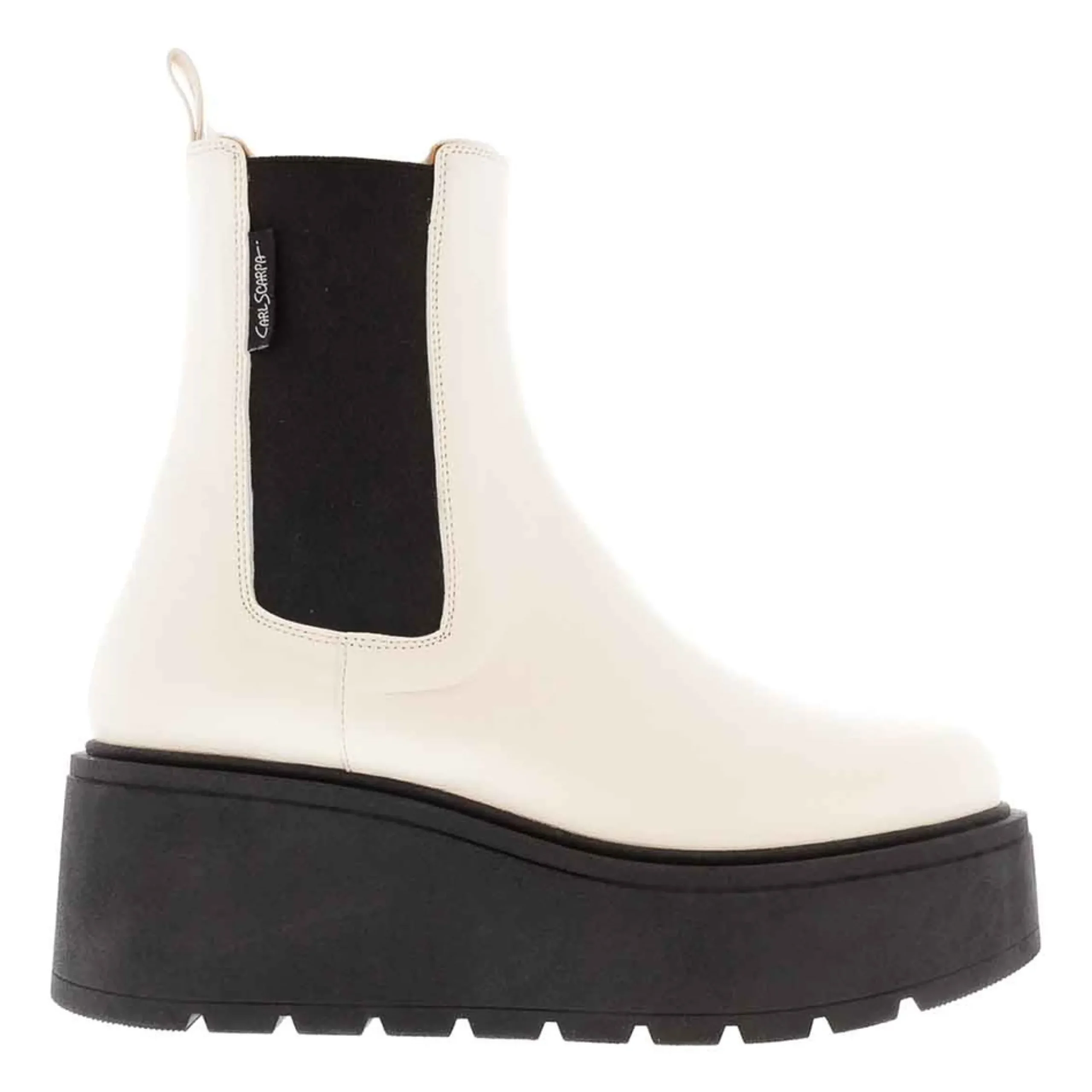 Zen Off-White Leather Platform Chelsea Boots